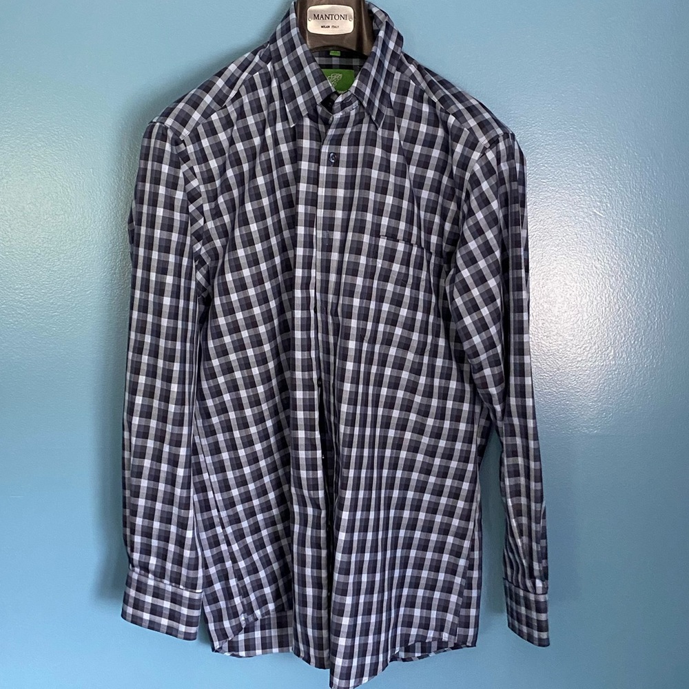Black and Blue Plaid Dress Shirt